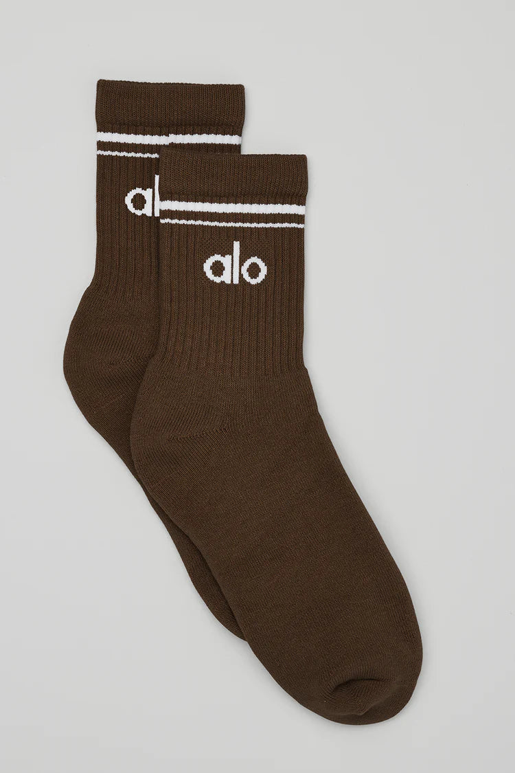 Unisex Half-Crew Throwback Sock "Espresso/White"