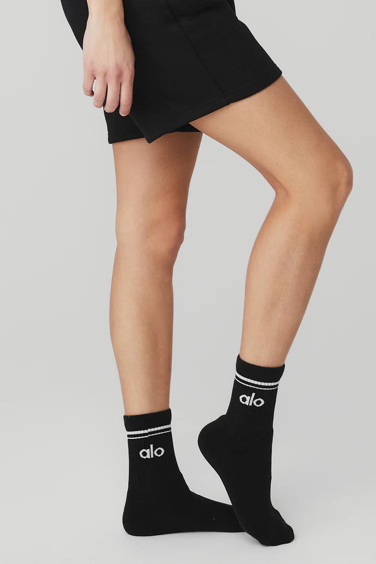 Unisex Half-Crew Throwback Sock "Black/White"