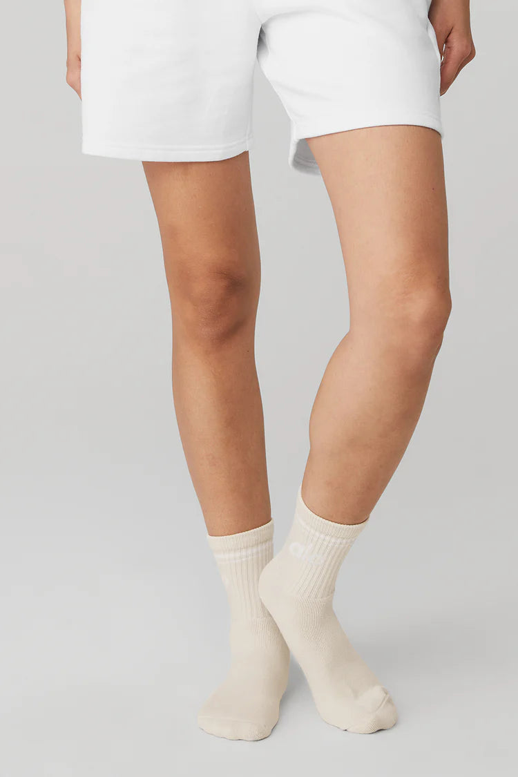 Unisex Half-Crew Throwback Sock "Bone/White"