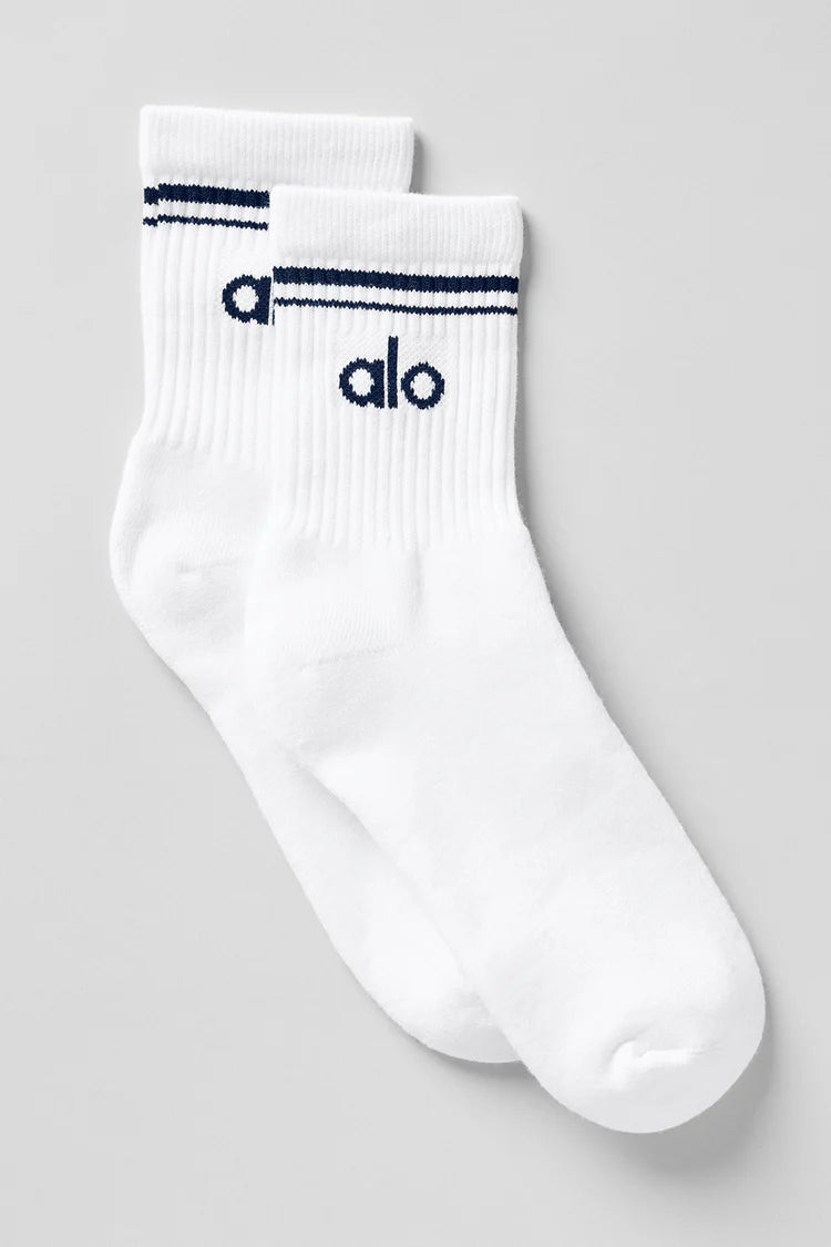 Unisex Half-Crew Throwback Sock "White/Navy"