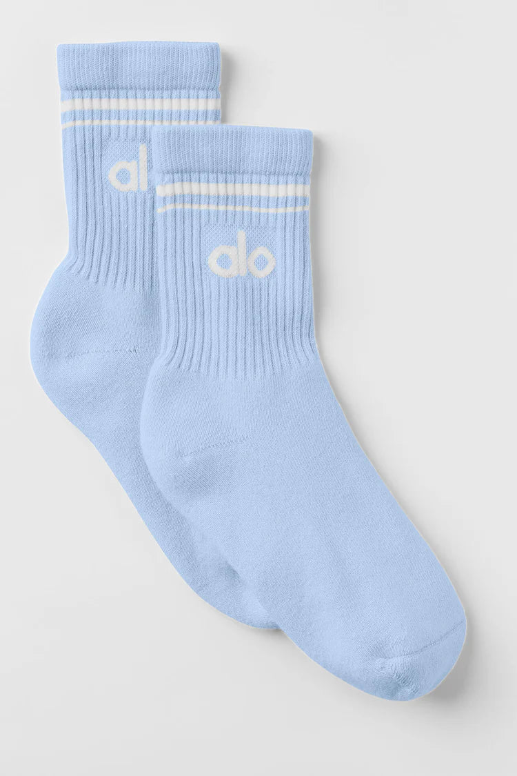 Unisex Half-Crew Throwback Sock "Seashell Blue/White"