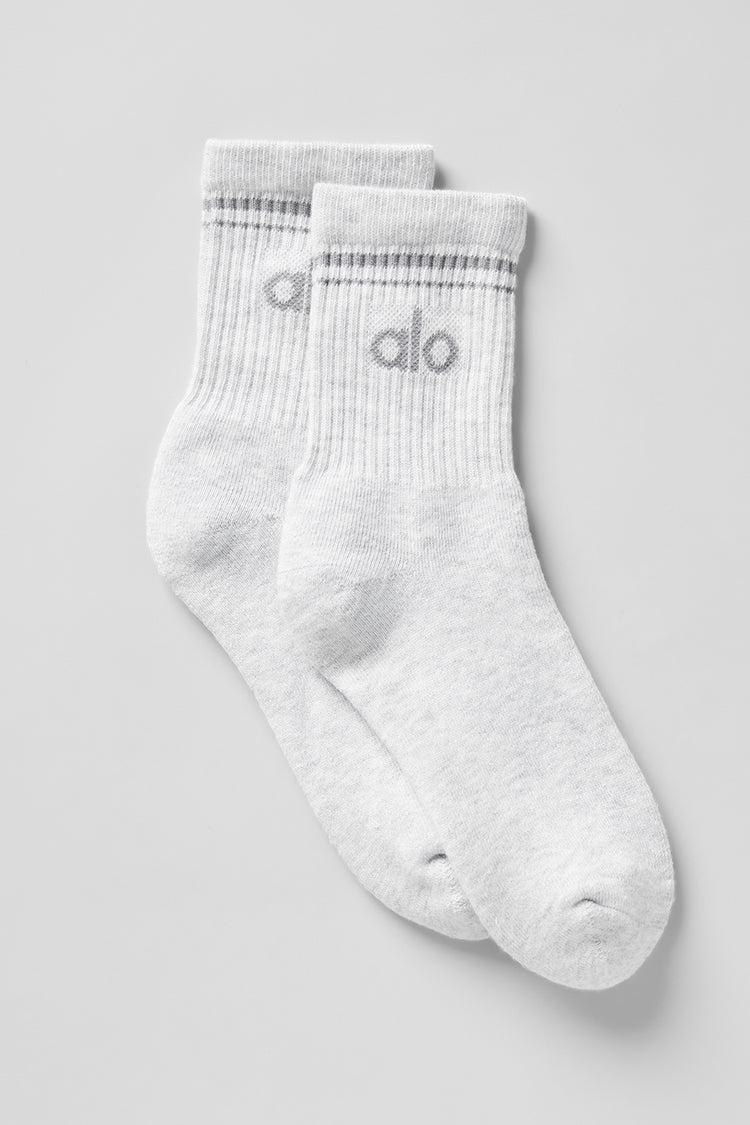 Unisex Half-Crew Throwback Sock "White Heather/Grey"
