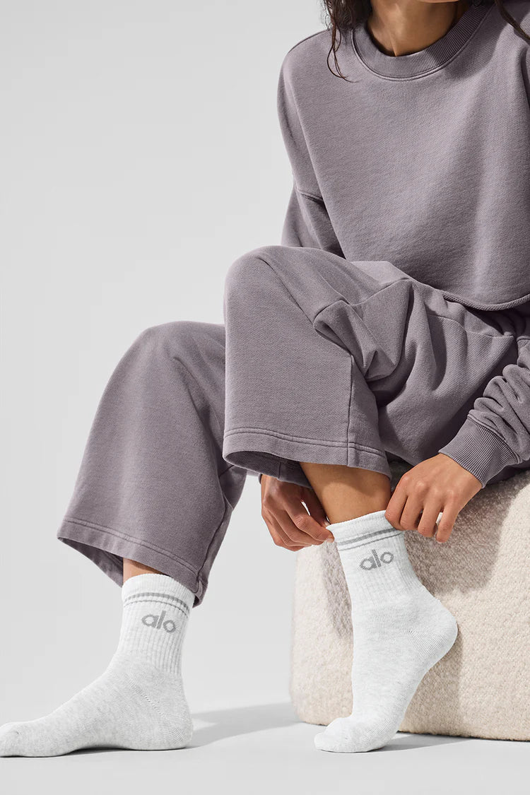 Unisex Half-Crew Throwback Sock "White Heather/Grey"