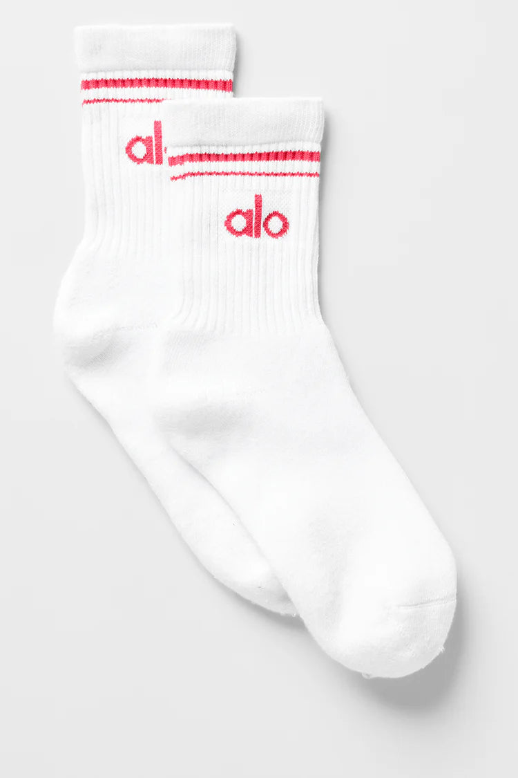 Unisex Half-Crew Throwback Sock "White/Candy Red"