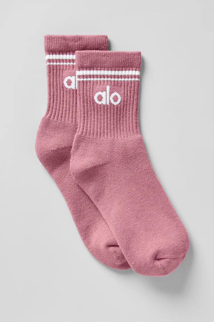 Unisex Half-Crew Throwback Sock "Pink Wild Rose/White"