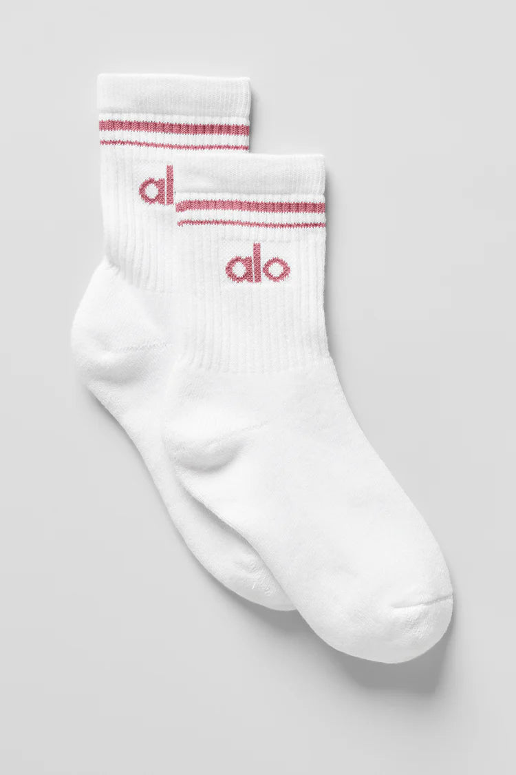 Unisex Half-Crew Throwback Sock "White/Pink Wild Rose"
