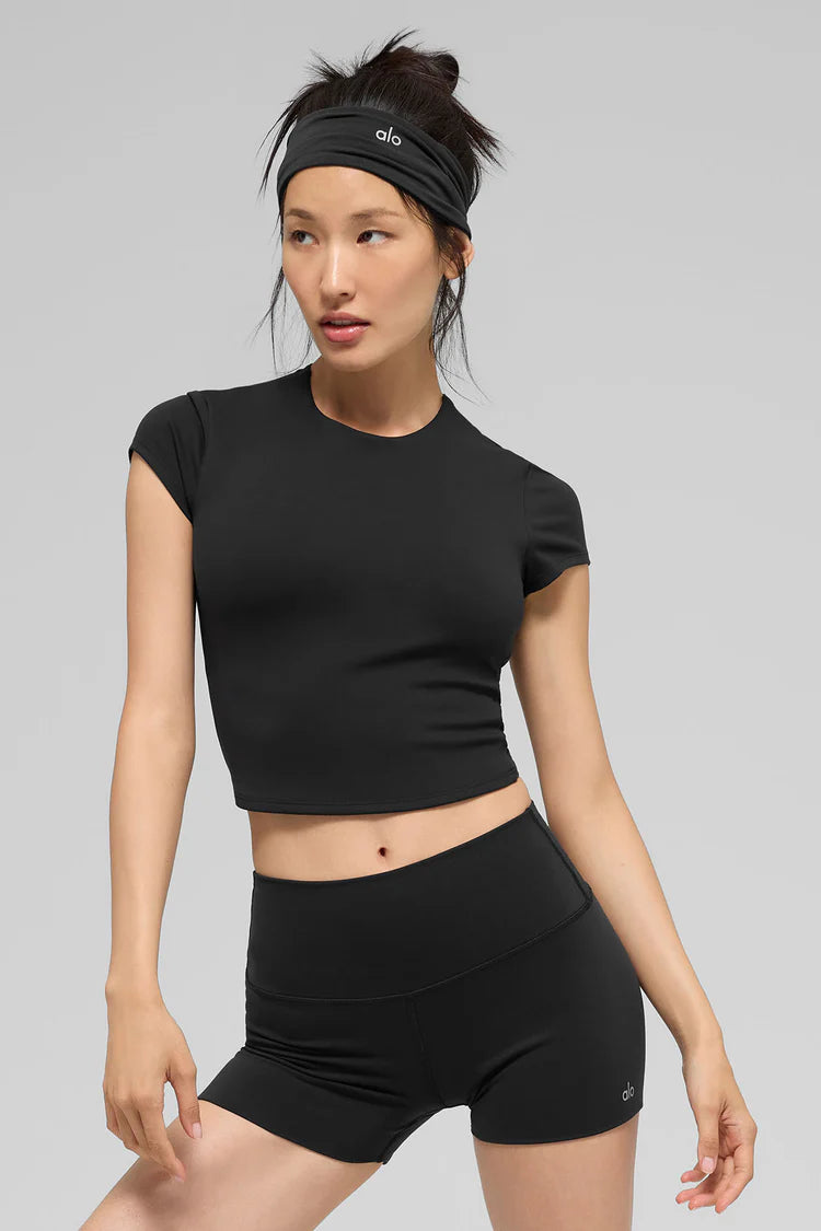 ALO Softsculpt Precision Short Sleeve Top "Black"