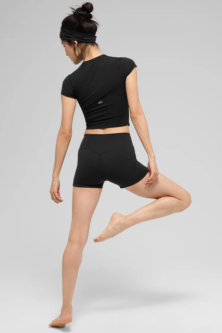 ALO Softsculpt Precision Short Sleeve Top "Black"