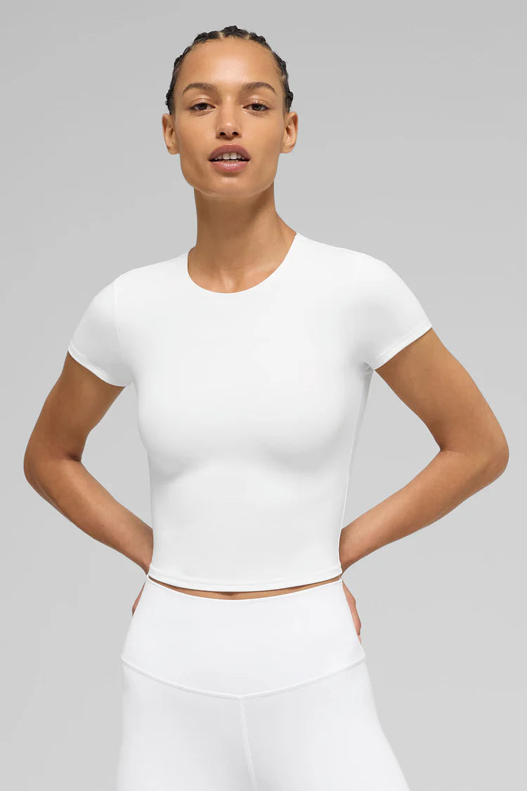 ALO Softsculpt Precision Short Sleeve Top "White"