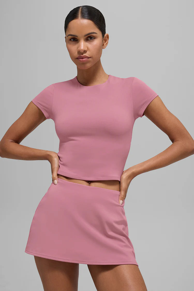 ALO Softsculpt Precision Short Sleeve Top "Pink Wild Rose"