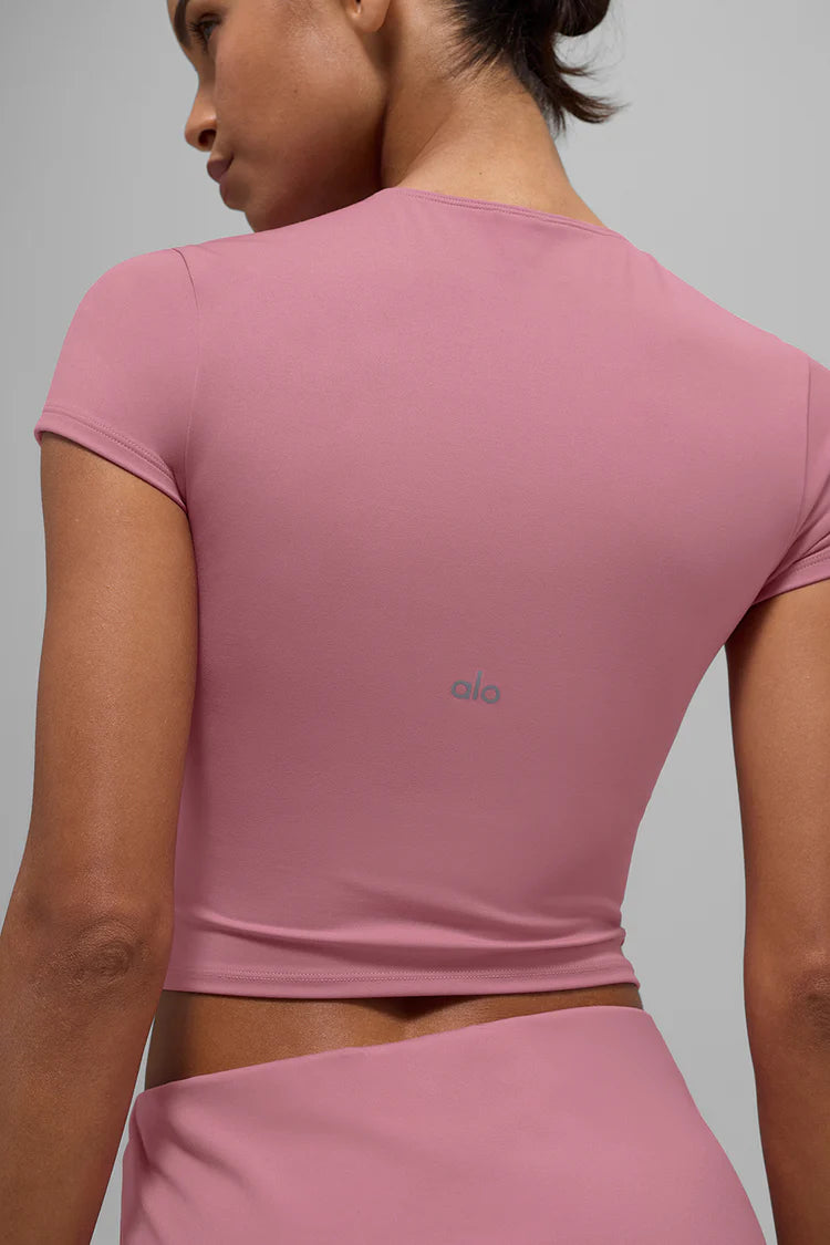 ALO Softsculpt Precision Short Sleeve Top "Pink Wild Rose"