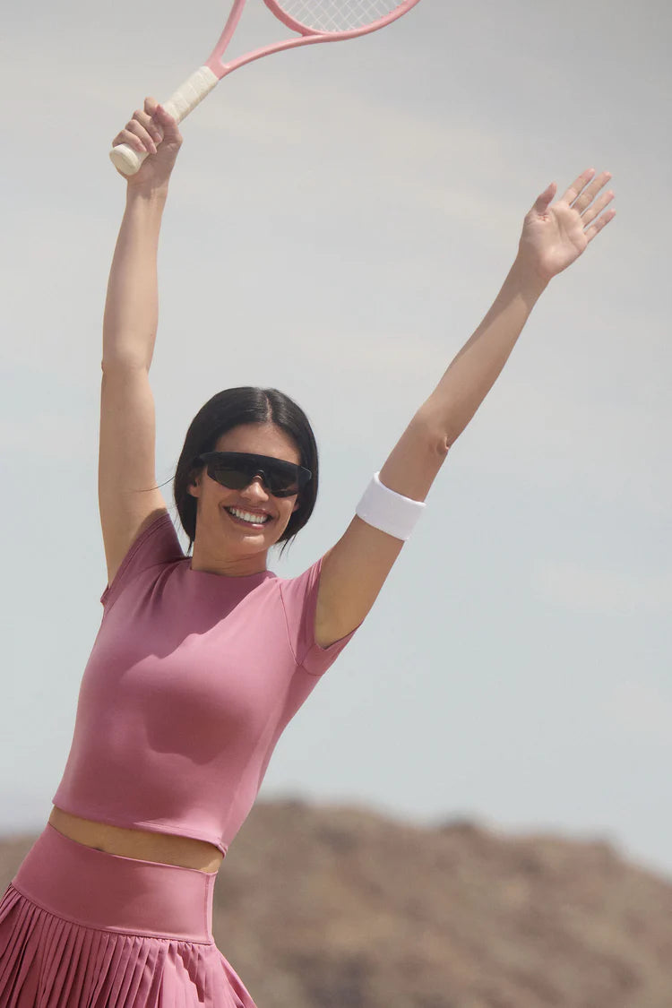 ALO Softsculpt Precision Short Sleeve Top "Pink Wild Rose"